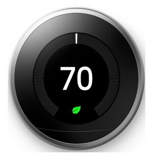 Nest Smart Thermostat with Black and Silver Design